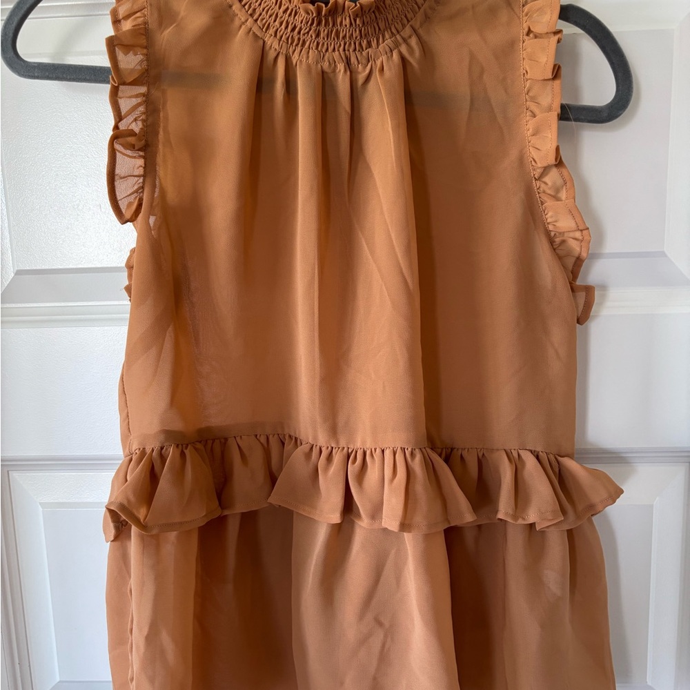 Truth Ruffle Trim Sleeveless Blouse - Brown